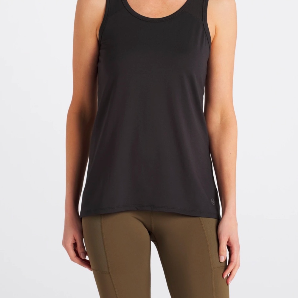 We Wander Black Tank Top with Scoop Neck